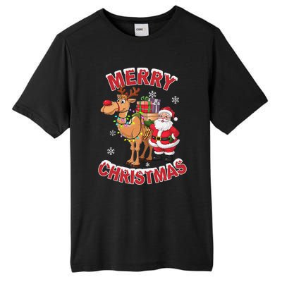 Festive Xmas Santa On Marry Christmas Camel Tall Fusion ChromaSoft Performance T-Shirt