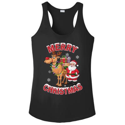 Festive Xmas Santa On Marry Christmas Camel Ladies PosiCharge Competitor Racerback Tank