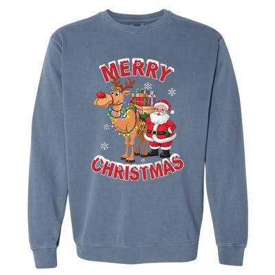 Festive Xmas Santa On Marry Christmas Camel Garment-Dyed Sweatshirt