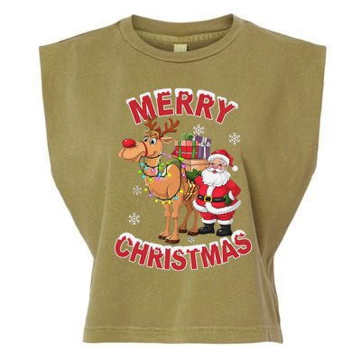 Festive Xmas Santa On Marry Christmas Camel Garment-Dyed Women's Muscle Tee