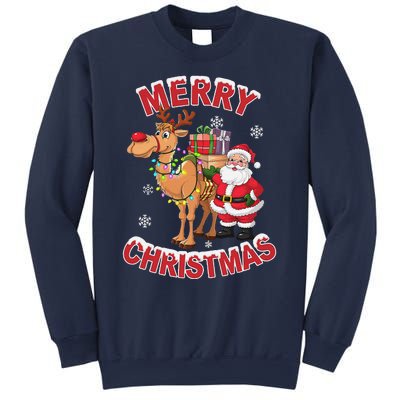 Festive Xmas Santa On Marry Christmas Camel Sweatshirt