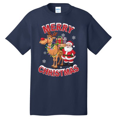 Festive Xmas Santa On Marry Christmas Camel Tall T-Shirt