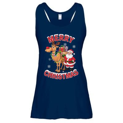 Festive Xmas Santa On Marry Christmas Camel Ladies Essential Flowy Tank