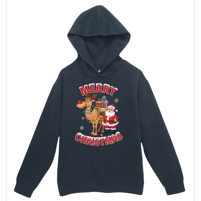 Festive Xmas Santa On Marry Christmas Camel Urban Pullover Hoodie