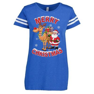 Festive Xmas Santa On Marry Christmas Camel Enza Ladies Jersey Football T-Shirt