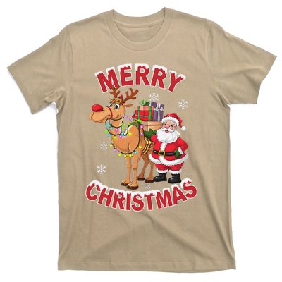 Festive Xmas Santa On Marry Christmas Camel T-Shirt