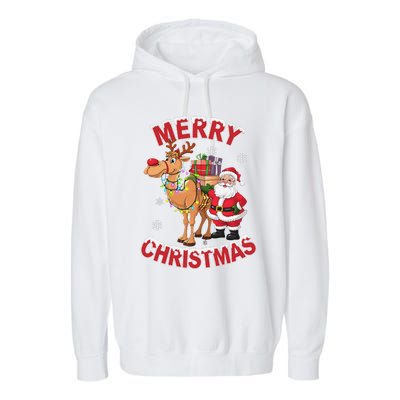 Festive Xmas Santa On Marry Christmas Camel Garment-Dyed Fleece Hoodie