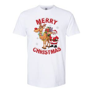 Festive Xmas Santa On Marry Christmas Camel Softstyle CVC T-Shirt