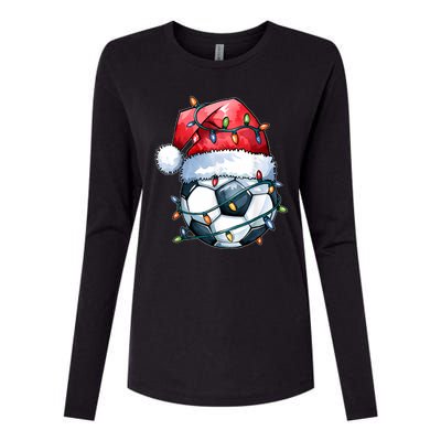 Funny Xmas Santa Sports For Boy Christmas Soccer Player Gift Womens Cotton Relaxed Long Sleeve T-Shirt