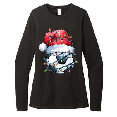 Funny Xmas Santa Sports For Boy Christmas Soccer Player Gift Womens CVC Long Sleeve Shirt