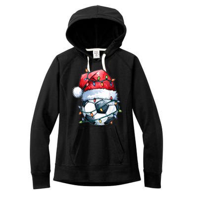 Funny Xmas Santa Sports For Boy Christmas Soccer Player Gift Women's Fleece Hoodie