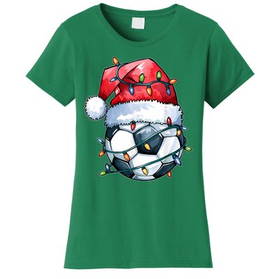 Funny Xmas Santa Sports For Boy Christmas Soccer Player Gift Women's T-Shirt