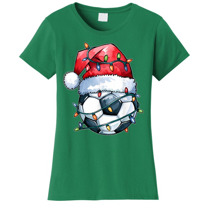 Funny Xmas Santa Sports For Boy Christmas Soccer Player Gift Women's T-Shirt