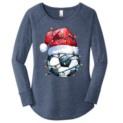 Funny Xmas Santa Sports For Boy Christmas Soccer Player Gift Women's Perfect Tri Tunic Long Sleeve Shirt