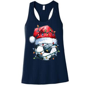 Funny Xmas Santa Sports For Boy Christmas Soccer Player Gift Women's Racerback Tank