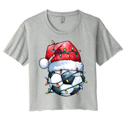 Funny Xmas Santa Sports For Boy Christmas Soccer Player Gift Women's Crop Top Tee