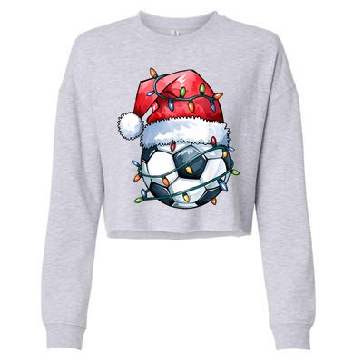 Funny Xmas Santa Sports For Boy Christmas Soccer Player Gift Cropped Pullover Crew