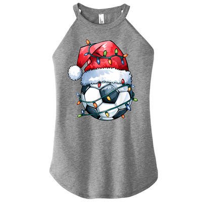 Funny Xmas Santa Sports For Boy Christmas Soccer Player Gift Women's Perfect Tri Rocker Tank