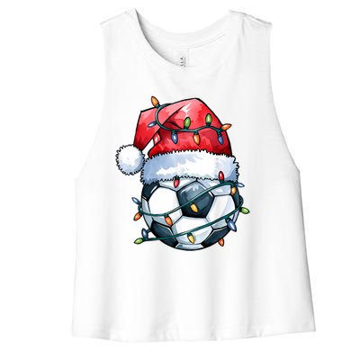 Funny Xmas Santa Sports For Boy Christmas Soccer Player Gift Women's Racerback Cropped Tank