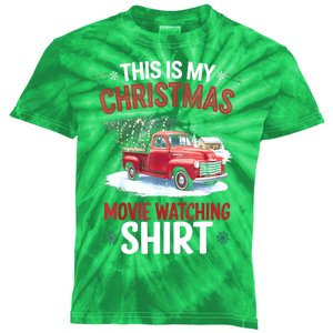 Funny Xmas This Is My Christmas Movie Watching Red Truck 2024 Gift Kids Tie-Dye T-Shirt