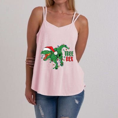 Funny Xmas Tree Rex Merry Christmas Humor Gift Women's Strappy Tank