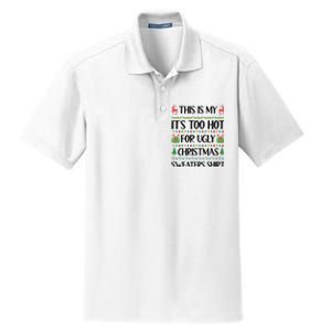 Funny Xmas Too Hot Ugly Christmas Family Dry Zone Grid Polo