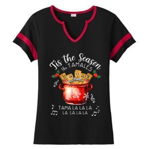 Funny Xmas Tis The Season For Tamales Christmas Mexican Food Ladies Halftime Notch Neck Tee