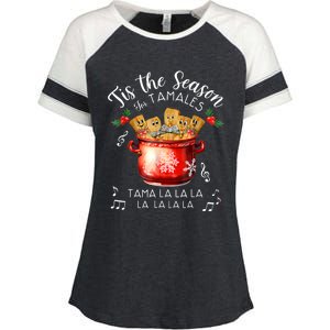 Funny Xmas Tis The Season For Tamales Christmas Mexican Food Enza Ladies Jersey Colorblock Tee