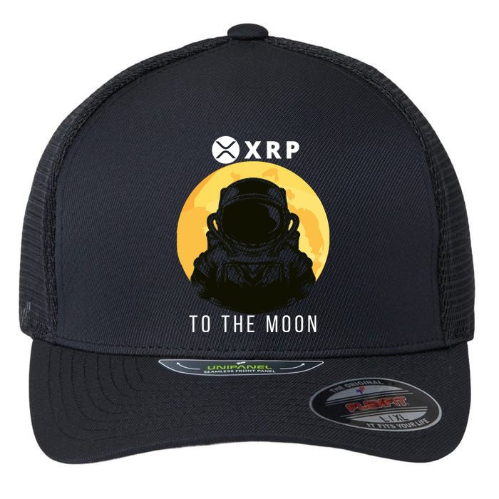 Funny XRP To The Moon Cryptocurrency Ripple Gift XRP Blockchain Crypto Trader Flexfit Unipanel Trucker Cap