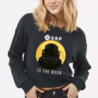 Funny XRP To The Moon Cryptocurrency Ripple Gift XRP Blockchain Crypto Trader Cropped Pullover Crew