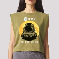 Funny XRP To The Moon Cryptocurrency Ripple Gift XRP Blockchain Crypto Trader Garment-Dyed Women's Muscle Tee