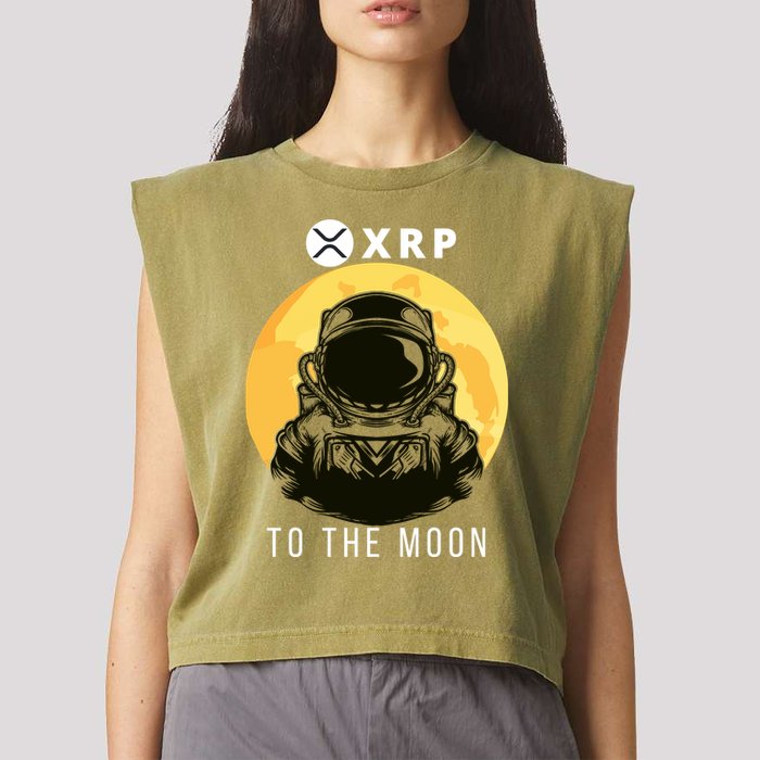 Funny XRP To The Moon Cryptocurrency Ripple Gift XRP Blockchain Crypto Trader Garment-Dyed Women's Muscle Tee