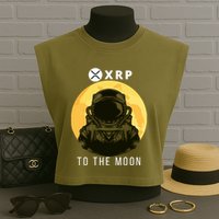 Funny XRP To The Moon Cryptocurrency Ripple Gift XRP Blockchain Crypto Trader Garment-Dyed Women's Muscle Tee