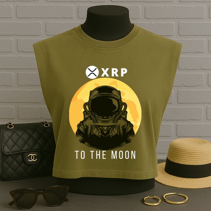 Funny XRP To The Moon Cryptocurrency Ripple Gift XRP Blockchain Crypto Trader Garment-Dyed Women's Muscle Tee