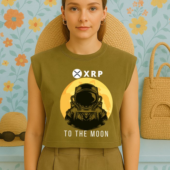 Funny XRP To The Moon Cryptocurrency Ripple Gift XRP Blockchain Crypto Trader Garment-Dyed Women's Muscle Tee
