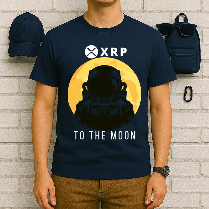 Funny XRP To The Moon Cryptocurrency Ripple Gift XRP Blockchain Crypto Trader T-Shirt