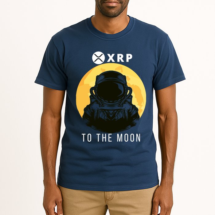 Funny XRP To The Moon Cryptocurrency Ripple Gift XRP Blockchain Crypto Trader Tall T-Shirt