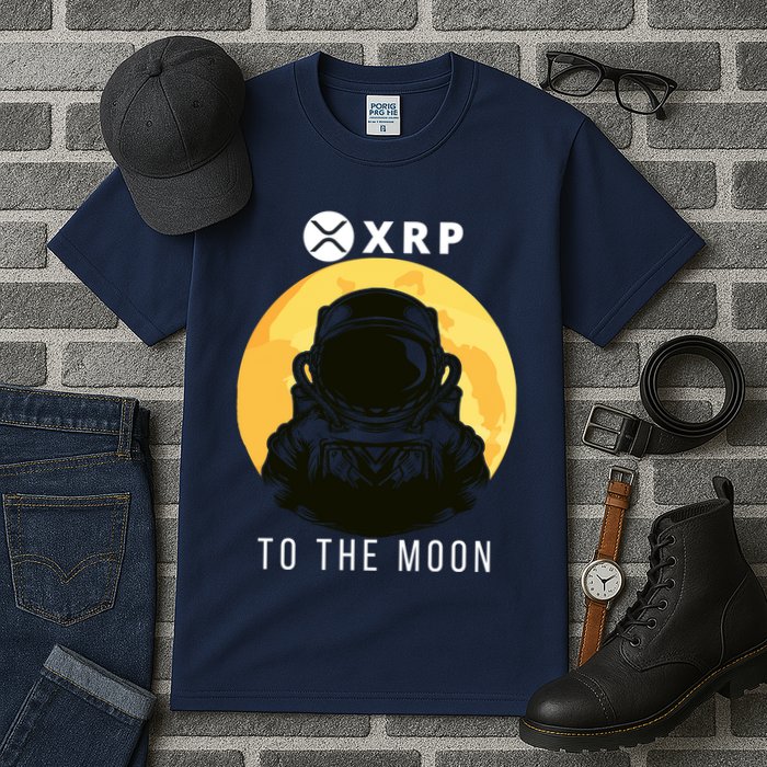 Funny XRP To The Moon Cryptocurrency Ripple Gift XRP Blockchain Crypto Trader Tall T-Shirt