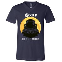 Funny XRP To The Moon Cryptocurrency Ripple Gift XRP Blockchain Crypto Trader V-Neck T-Shirt