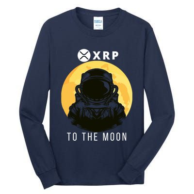 Funny XRP To The Moon Cryptocurrency Ripple Gift XRP Blockchain Crypto Trader Tall Long Sleeve T-Shirt