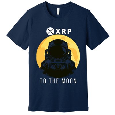 Funny XRP To The Moon Cryptocurrency Ripple Gift XRP Blockchain Crypto Trader Premium T-Shirt