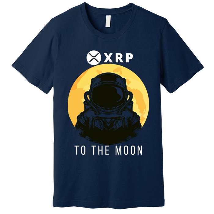 Funny XRP To The Moon Cryptocurrency Ripple Gift XRP Blockchain Crypto Trader Premium T-Shirt