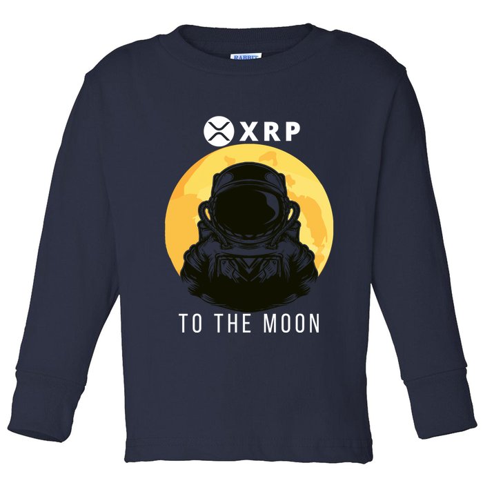 Funny XRP To The Moon Cryptocurrency Ripple Gift XRP Blockchain Crypto Trader Toddler Long Sleeve Shirt