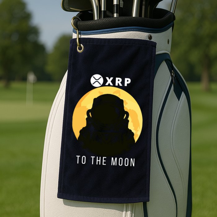Funny XRP To The Moon Cryptocurrency Ripple Gift XRP Blockchain Crypto Trader Golf Towel