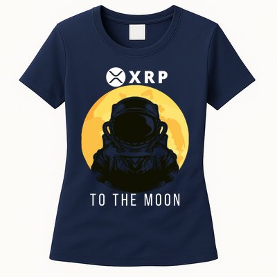 Funny XRP To The Moon Cryptocurrency Ripple Gift XRP Blockchain Crypto Trader Womens T-Shirt