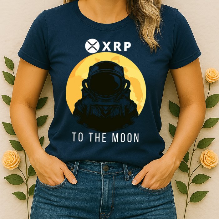 Funny XRP To The Moon Cryptocurrency Ripple Gift XRP Blockchain Crypto Trader Womens T-Shirt