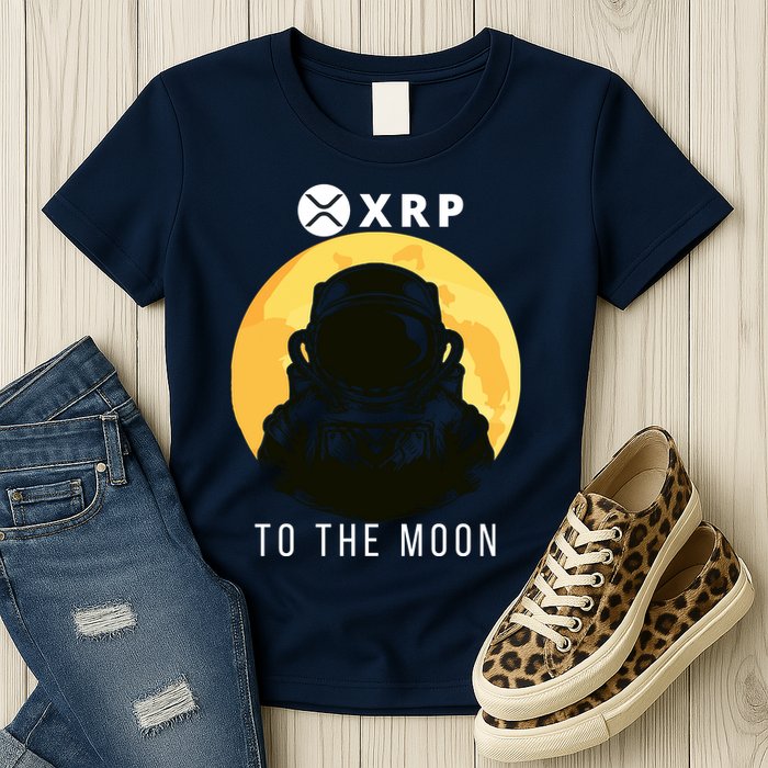 Funny XRP To The Moon Cryptocurrency Ripple Gift XRP Blockchain Crypto Trader Womens T-Shirt