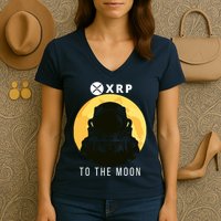 Funny XRP To The Moon Cryptocurrency Ripple Gift XRP Blockchain Crypto Trader Women's V-Neck T-Shirt