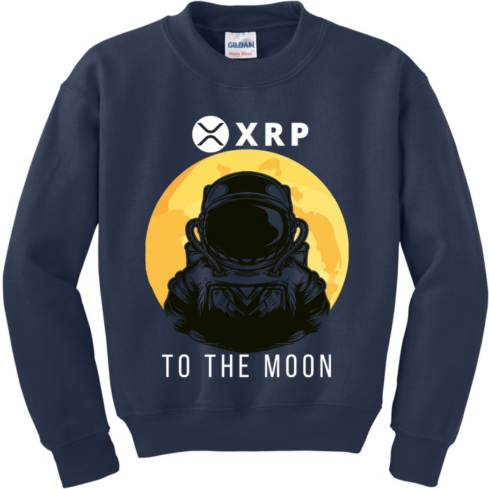Funny XRP To The Moon Cryptocurrency Ripple Gift XRP Blockchain Crypto Trader Kids Sweatshirt