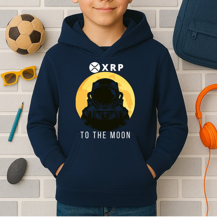 Funny XRP To The Moon Cryptocurrency Ripple Gift XRP Blockchain Crypto Trader Kids Hoodie